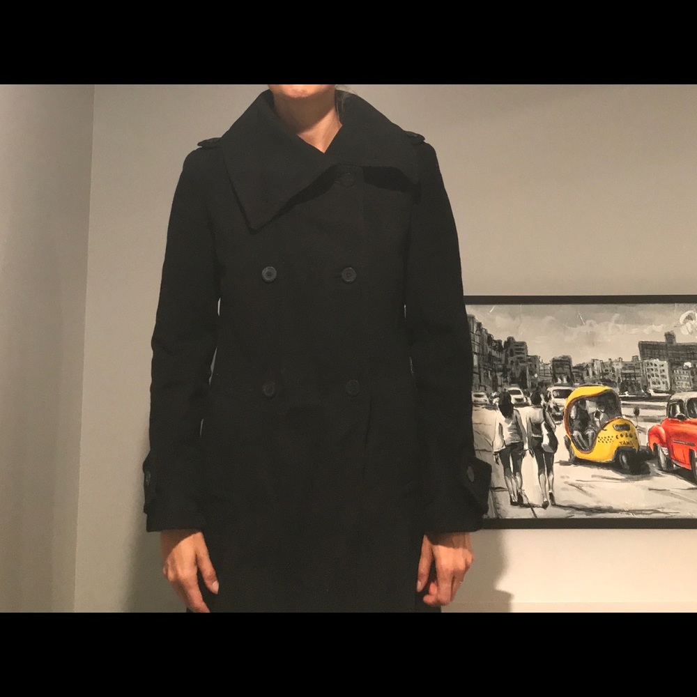 Calvin Klein Long Black Peacoat